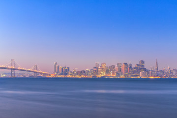 Fototapeta premium water,bay bridge with cityscape and skyline of san francisco