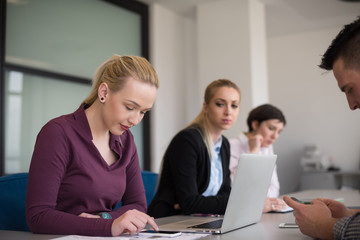 young business people group on team meeting at modern office