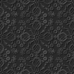 Seamless 3D dark paper cut art background 396 cross flower kaleidoscope
