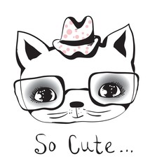 Vector doodle cute cat avatar