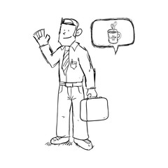 Businessman design. sketch icon. Isolated and flat illustration