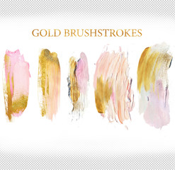 brush stroke of acrylic pink and gold - 110864869