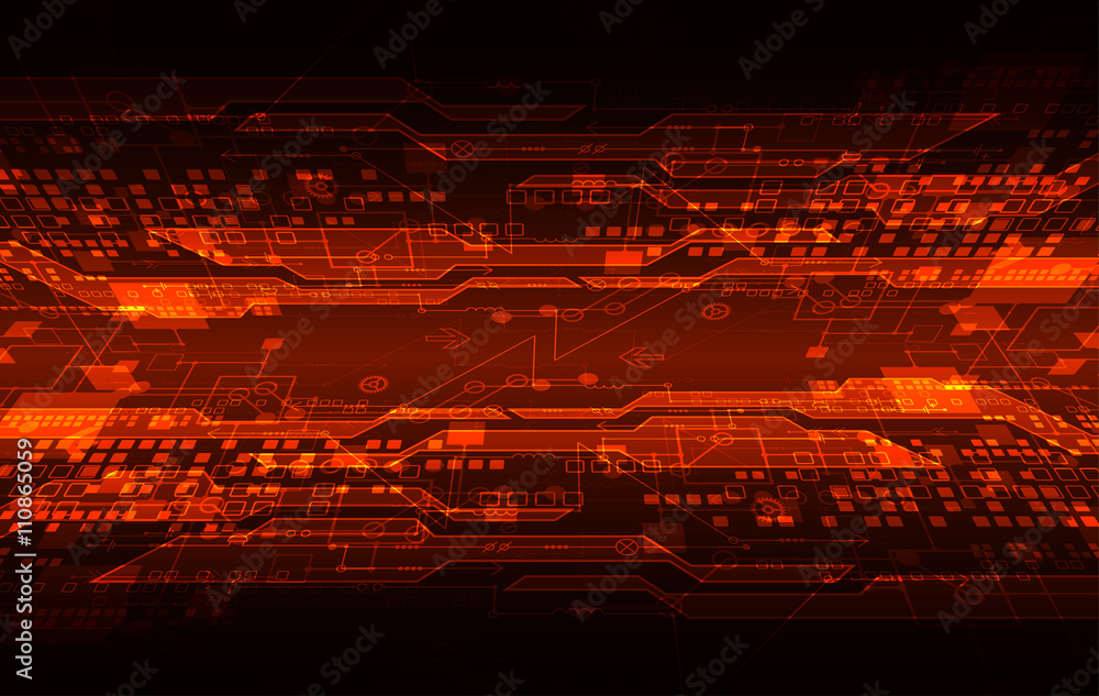 Wall mural Abstract red digital communication technology background. Vector