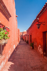 Alley in Santa Catalina monastery in Arequipa, Peru