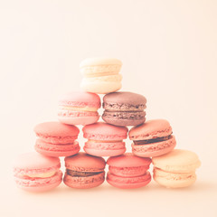 macaroons on craft paper in vintage color style

