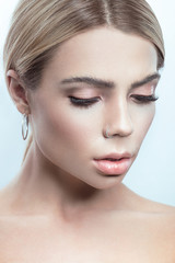Naklejka premium Closeup portrait of pretty blonde woman
