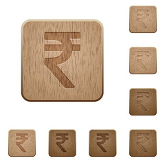 Indian rupee sign wooden buttons