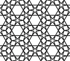 Vector seamless texture. Monochrome linear grid with stars. Modern stylish graphic design.
