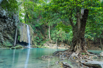 Waterfall erawan with rock