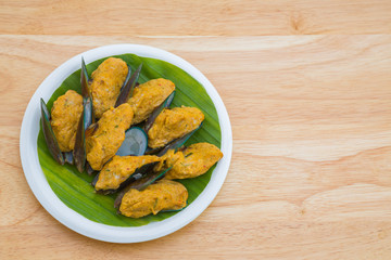 Steamed curry seafood cake