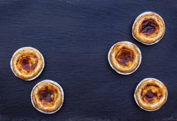 Egg tart on a grunge background