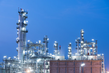 Oil Industry Refinery factory at Sunset, Petroleum