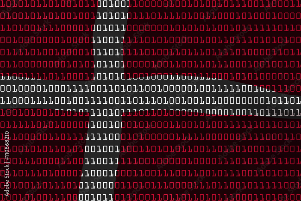 Poster danish technology concept - flag of denmark in binary code - 3d illustration
