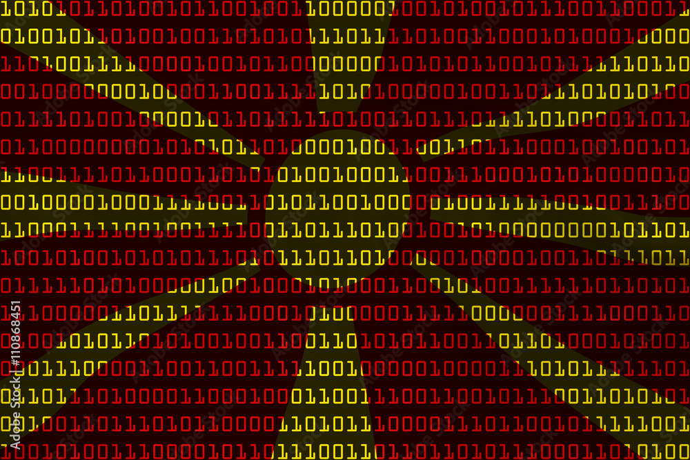 Poster macedonian technology concept - flag of macedonia in binary code - 3d illustration