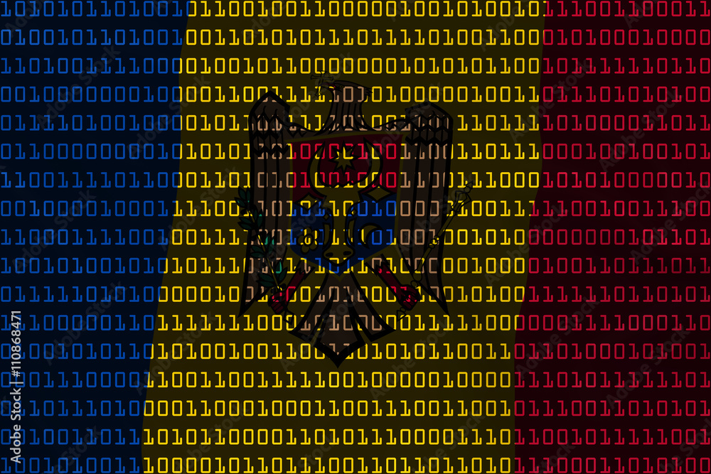 Poster moldovan technology concept - flag of moldova in binary code - 3d illustration