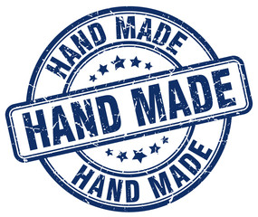 hand made blue grunge round vintage rubber stamp