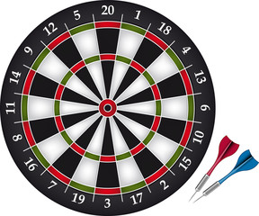Dartboard with two darts