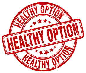 healthy option red grunge round vintage rubber stamp