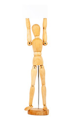Wooden dummy holding paper