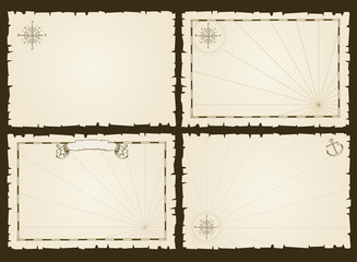 Vintage empty pirate party invitation vector retro card templates in marine style. Card party nautical with frame, blank sample pirate card invitation illustration