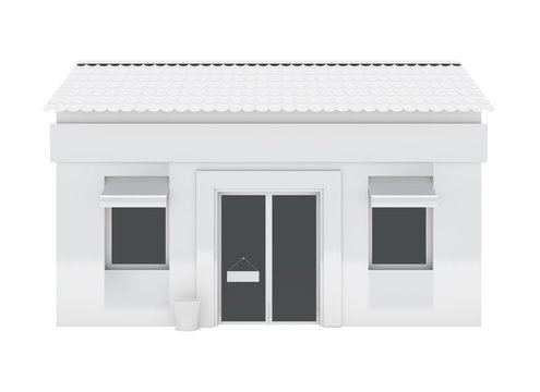 Shop building isolated on white background