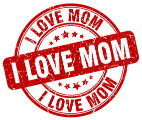 i love mom red grunge round vintage rubber stamp