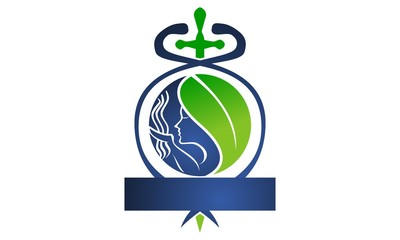 Sword Caduceus Leaf Emblem Blank Template