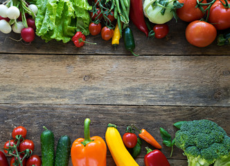 image of fresh vegetables on wooden background