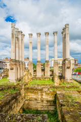 Ancient vertical Roman ruins column, in Cordoba - Andalusia, Spain