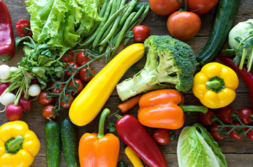 image of fresh vegetables on wooden background