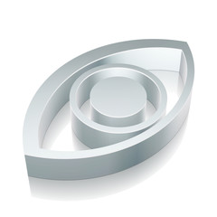 3d metallic Eye icon with reflection, vector illustration.