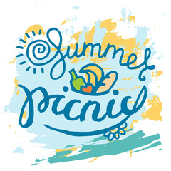 Summer Picnic typographic grunge card