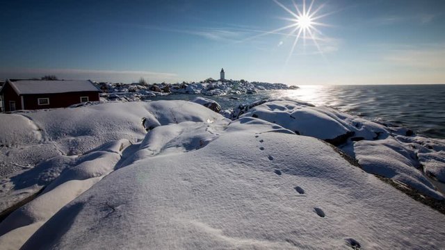Winter in the Stockholm archipelago, Sweden by Landsort Lighthouse, Sweden&acute;s oldest lighthouse