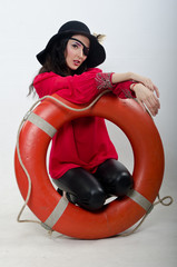 girl in a hat with a lifeline