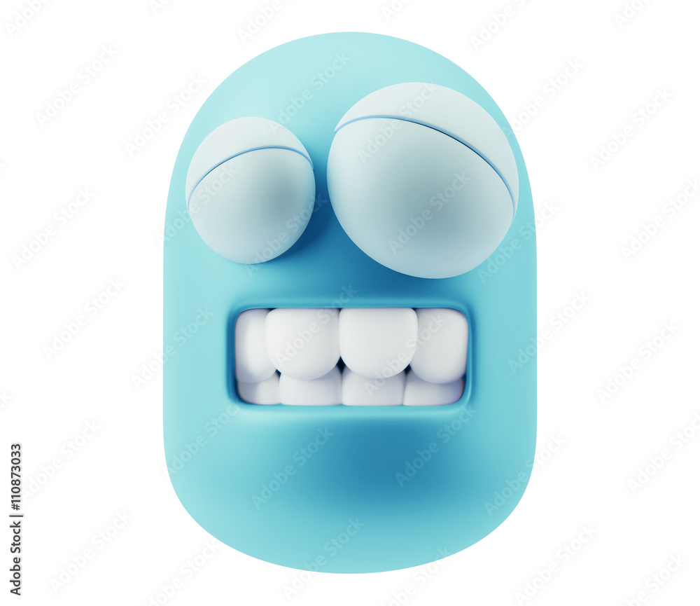 Poster funny emoticon character face expression. 3d rendering.