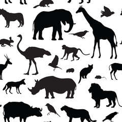 Animals  pattern. African wdildlife seamless background