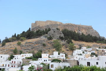 View to the Acropolis of Lindos. Rhodes, Greece.