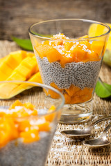 chia pudding  and mango pieces