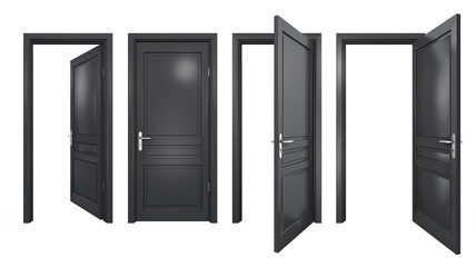 Fototapeta premium Collection of isolated black doors