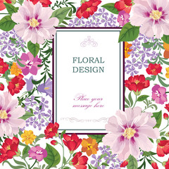 Floral background Flower bouquet vintage cover. Flourish greeting card 