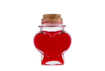 A heart shaped bottle isolated on white