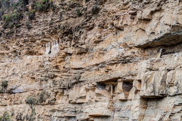 Sarcophagi of Karajia, funerary site of Chachapoyas culture in northern Peru