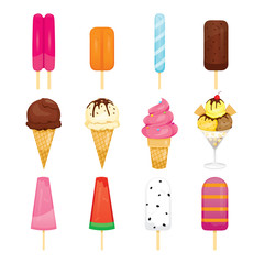 Ice Cream Objects Icons Set, Summer, Frozen Food, Eating, Icy