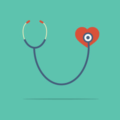Stethoscope Heart Checking Vector Illustration.
