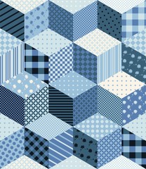 Winter seamless patchwork pattern in blue tones.