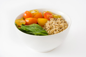 Quinoa in a bowl isolated on white background
