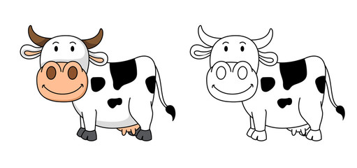 Illustration of educational coloring book-cow