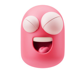 Happy Smiley Emoticon Face.  3d Rendering.