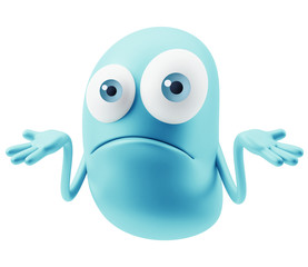 Shrug Emoji Cartoon. 3d Rendering.