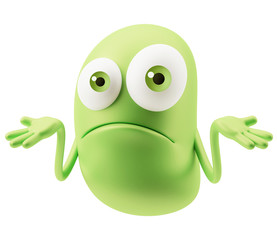 Shrug Emoticon Character Face Expression. 3d Rendering.